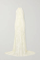 Elegant Pleated Satin Backless Maxi Dress