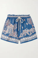 Unique Floral Print Linen Short-Sleeve Shirt and Shorts Set
