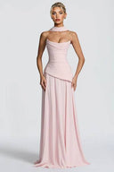 Pleated Design Scarf Maxi Dress