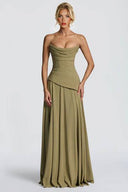 Pleated Design Scarf Maxi Dress