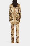 Unique Modern Floral Print High-Waisted Pocket Straight-Leg Pants