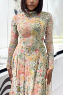 Elegant Floral Butterfly Print Maxi Dress