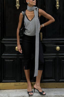 Casual Striped Print V-Neck Backless Cami Top