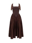 Elegant Bow Ruched Backless Maxi Dress