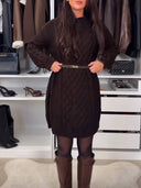 Casual Fashion Cable Knit Long Sleeve Sweater Mini Dress