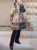 Exquisite Ethnic Print Pocket Loose Coat