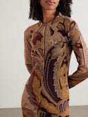Fashion Paisley Print Gradient Knit Midi Skirt