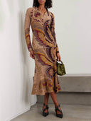 Fashion Paisley Print Gradient Knit Midi Skirt