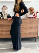 Chic Backless Knit Maxi Dress