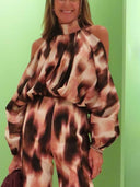 Unique Tie-Dye Off-Shoulder Batwing Sleeve Loose Top