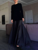 Elegant And Dignified Back-Tie Satin Pleated Paneled A-Line Maxi Dress