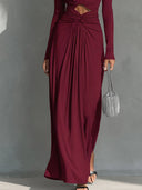 Exquisite One-Shoulder Cutout Pleated Maxi Dress