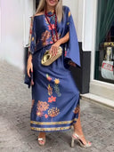 Exquisite Floral-Print Satin Slit Skirt