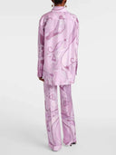 Exquisite Orchid Print Satin Twill Button-Down Oversized Shirt