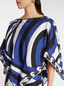 Unique Rainbow Print Satin Loose-Fit Blouse