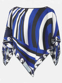 Unique Rainbow Print Satin Loose-Fit Blouse