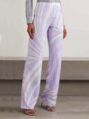 Unique Printed Satin Wide-Leg Pants