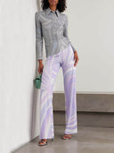 Unique Swirl Print Stretch Fitted Top