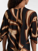 Retro Swirl Print Cape Blouse