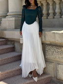 Elegant Lace Square-Neck Long-Sleeved Top