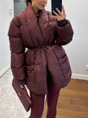 Fashion Pocket Fold-Over Puffy Lace-Up Coat