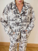Unique Printed Button-Decorated Loose Pajama Set