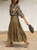 Fashion Casual Ruched Elastic Waist Skirt