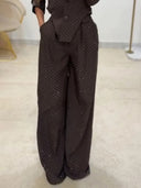 Chic Commute Lapel Asymmetric Sequin Embellished Top
