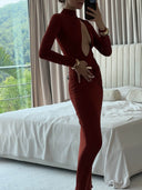 Sexy Cut-Out Ruched Party Maxi Dress
