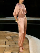 Elegant Ruched Satin Blouse