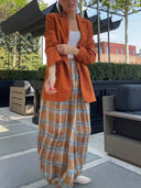 Elegant Collared Pocket Detail And  Back Slit Loose Blazer