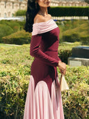 Elegant Layered Two-Tone Off-Shoulder Top