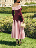 Elegant Mesh Two-Tone Panel Skirt