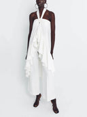Casual Ruched Halterneck Backless Ruffle Top