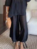 Casual Chiffon Elastic Waist Knotted Bloomer
