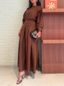 Retro Linen Pleated Pocket Loose Skirt