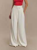 Exquisite Pleated Pocket Wide-Leg Pants