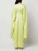 Elegant V-neck Drawstring Satin Maxi Dress
