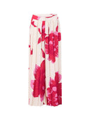 Elegant Printed Satin Ruched Pocket Wide-Leg Pants
