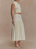 Exquisite Pleated Bandage Knit Midi Skirt