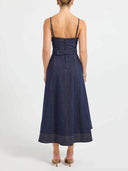 Casual V-Neck Flared Midi Dress
