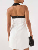 Elegant Mono Bow Detail Mini Dress