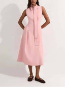 Elegant Tie-Drape Fitted Midi Dress