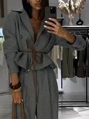 Classic Lapel Button-Detail Cropped Jacket