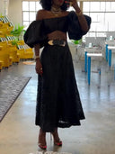 Delicate Hollow Lace Crochet High-Waist Skirt