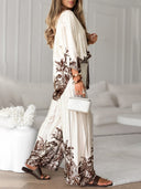 Casual Floral Print Elastic-Waist Wide-Leg Pants