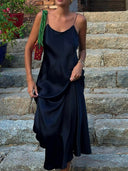 Casual Satin Backless Cami Maxi Dress