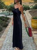 Casual Satin Backless Cami Maxi Dress