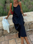 Casual Satin Backless Cami Maxi Dress