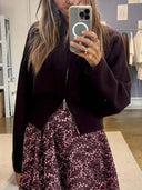 Classic Jacquard Print Ruched Maxi Skirt
